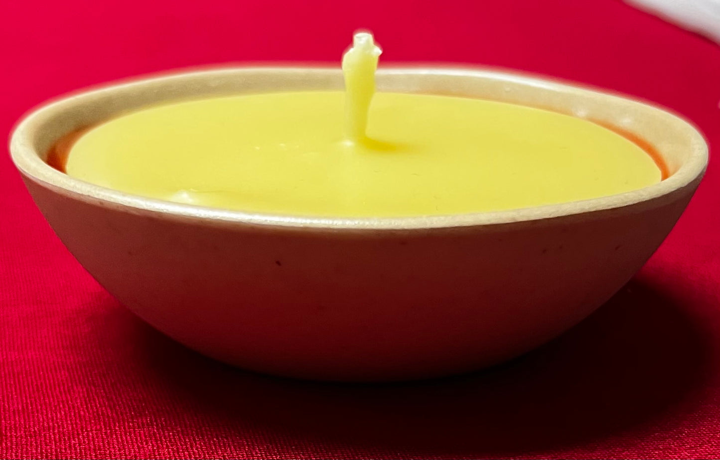 Small Soy Candle in a 4" wide Ceramic bowl.