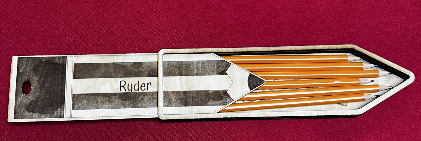 Personalized Pencil Box with 6 Personalized Pencils