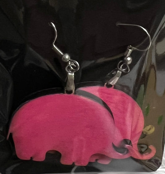 Pink Elephant Laser cut Earrings