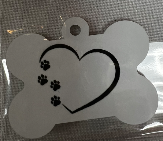 Heart w/ Paw Print Dog Tag