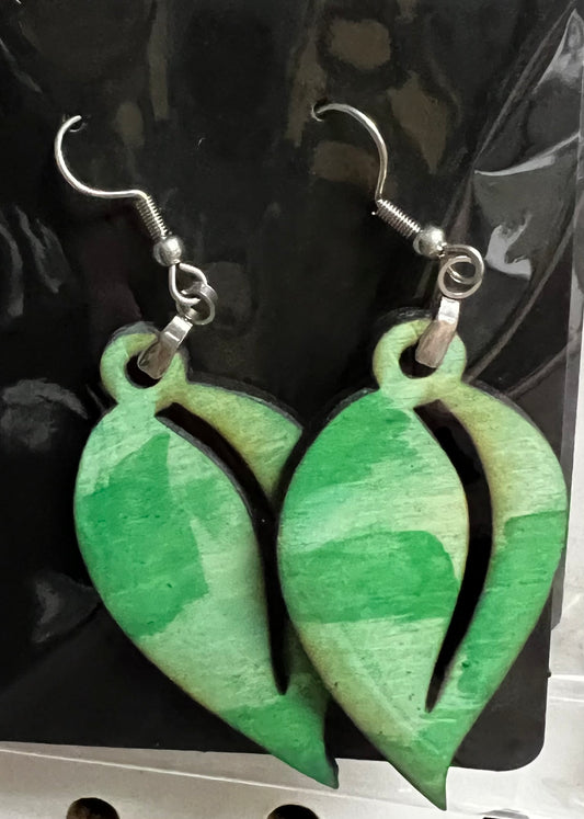 Multi Green Leaf laser cut earrings