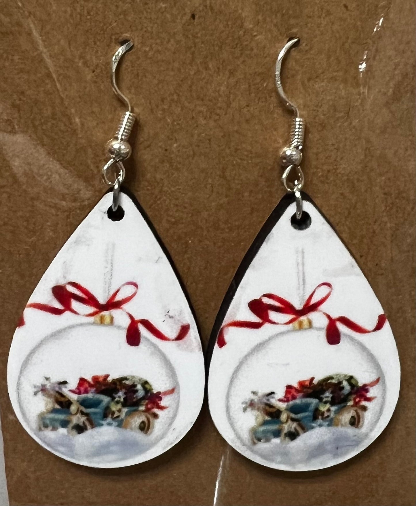 Snow Globe Tear Drop Earrings