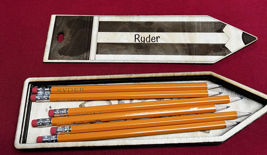 Personalized Pencil Box with 6 Personalized Pencils